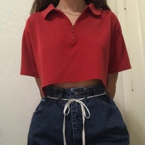 thrifted cropped red tee